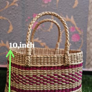 Handwoven Natural Tote Bag – Eco-Friendly Jute Basket with Dual Handles