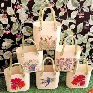 8x9 Inch Premium Floral & Bird Printed Handbag – Elegant Multipurpose Carry Bag for Women